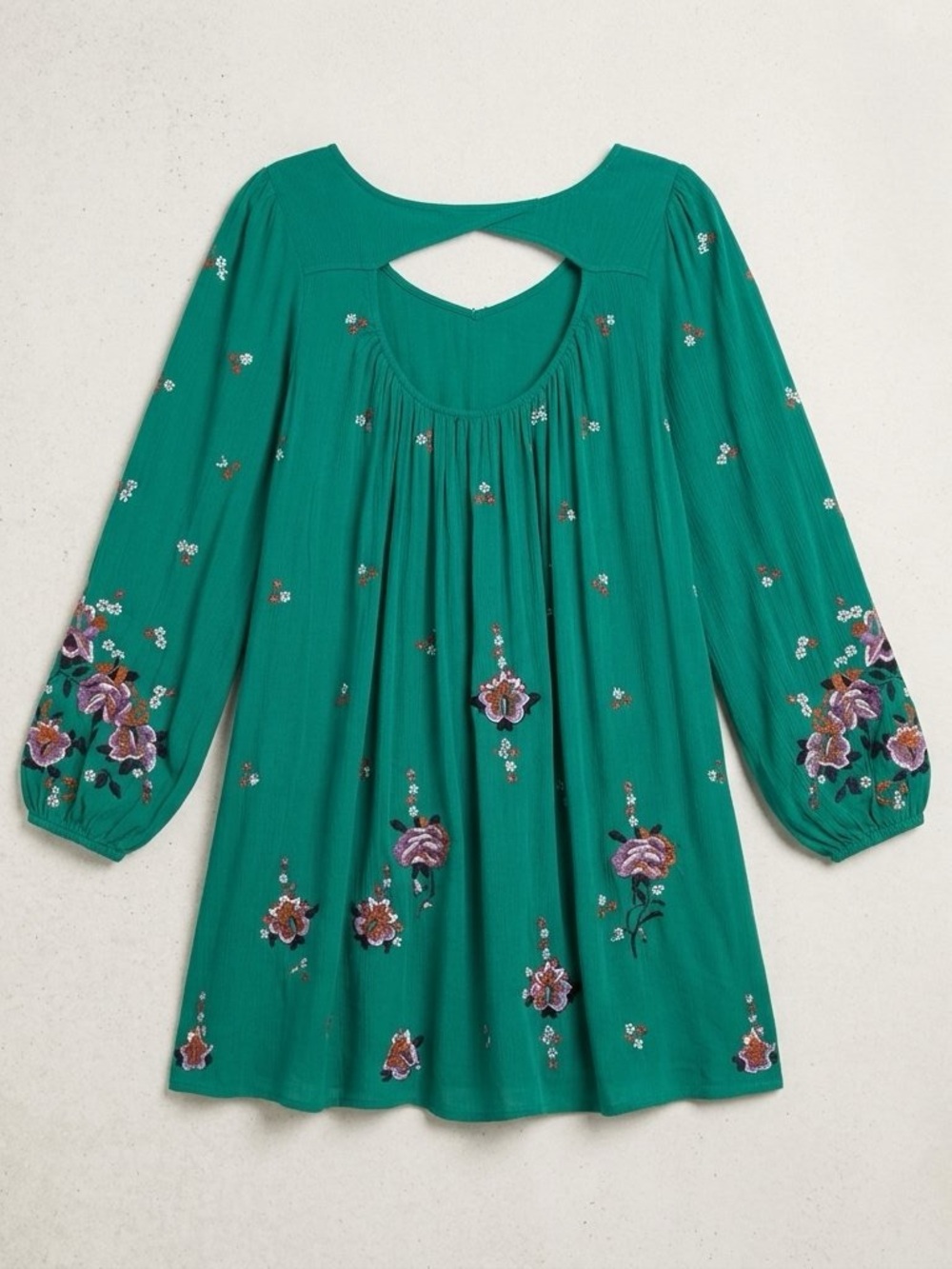 Free People Oxford Embroidered Mini Dress Teal Green | S